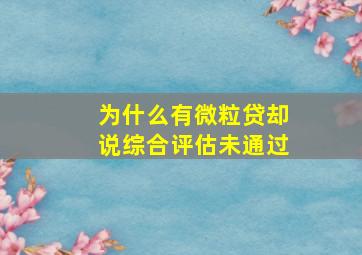 为什么有微粒贷却说综合评估未通过