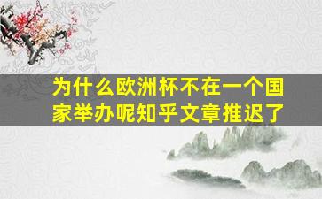 为什么欧洲杯不在一个国家举办呢知乎文章推迟了