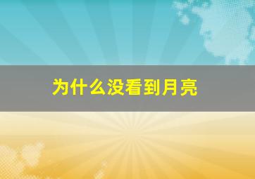 为什么没看到月亮