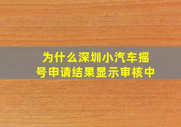 为什么深圳小汽车摇号申请结果显示审核中