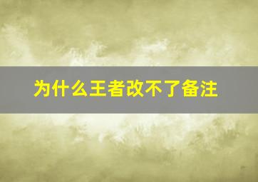 为什么王者改不了备注