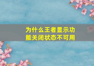 为什么王者显示功能关闭状态不可用