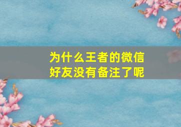 为什么王者的微信好友没有备注了呢