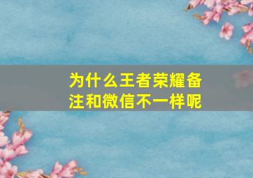 为什么王者荣耀备注和微信不一样呢