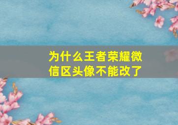 为什么王者荣耀微信区头像不能改了