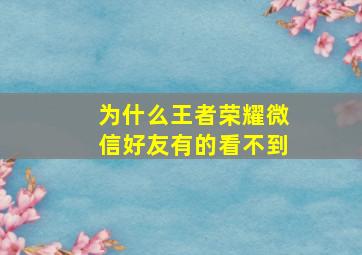 为什么王者荣耀微信好友有的看不到