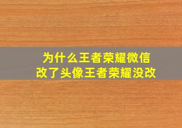 为什么王者荣耀微信改了头像王者荣耀没改