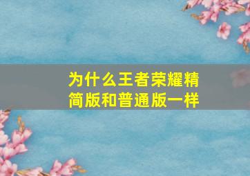 为什么王者荣耀精简版和普通版一样