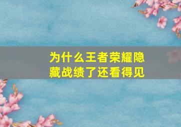 为什么王者荣耀隐藏战绩了还看得见