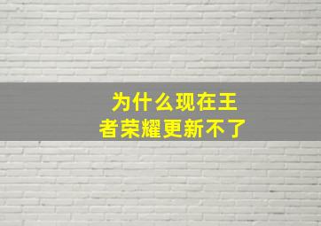 为什么现在王者荣耀更新不了