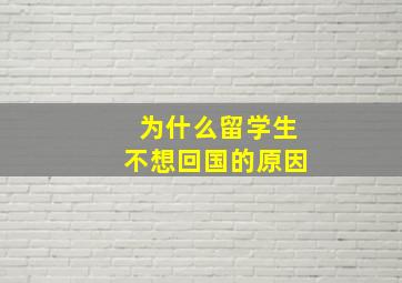 为什么留学生不想回国的原因