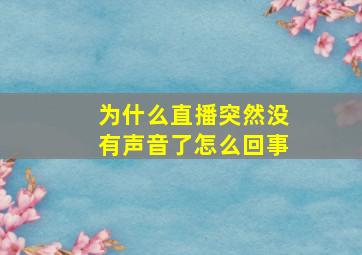 为什么直播突然没有声音了怎么回事