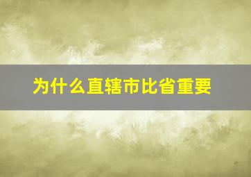 为什么直辖市比省重要