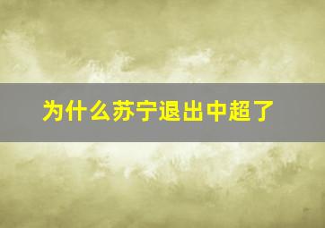 为什么苏宁退出中超了