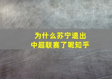 为什么苏宁退出中超联赛了呢知乎