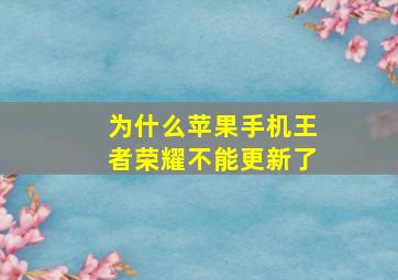 为什么苹果手机王者荣耀不能更新了