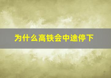 为什么高铁会中途停下