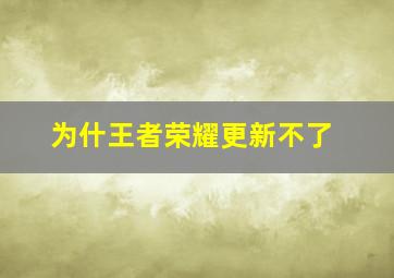 为什王者荣耀更新不了