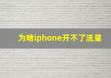 为啥iphone开不了流量