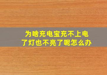 为啥充电宝充不上电了灯也不亮了呢怎么办