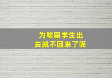 为啥留学生出去就不回来了呢