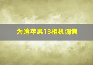 为啥苹果13相机调焦