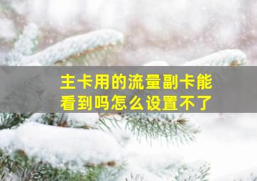 主卡用的流量副卡能看到吗怎么设置不了