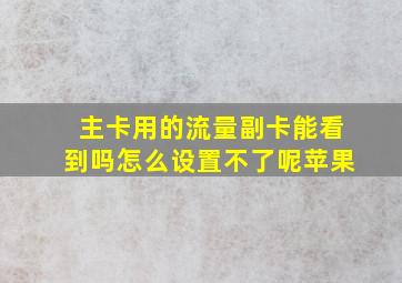 主卡用的流量副卡能看到吗怎么设置不了呢苹果