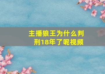 主播狼王为什么判刑18年了呢视频