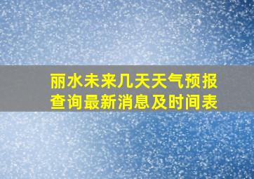 丽水未来几天天气预报查询最新消息及时间表