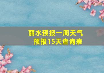 丽水预报一周天气预报15天查询表