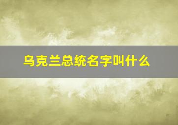 乌克兰总统名字叫什么