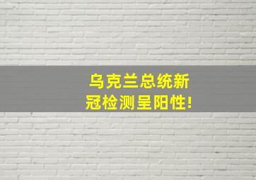 乌克兰总统新冠检测呈阳性!