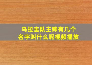 乌拉圭队主帅有几个名字叫什么呢视频播放