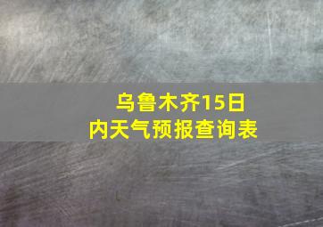 乌鲁木齐15日内天气预报查询表