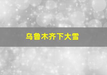 乌鲁木齐下大雪