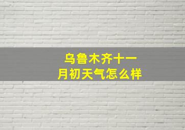 乌鲁木齐十一月初天气怎么样