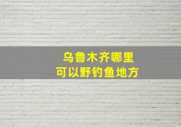 乌鲁木齐哪里可以野钓鱼地方