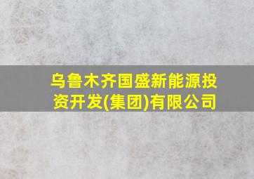 乌鲁木齐国盛新能源投资开发(集团)有限公司