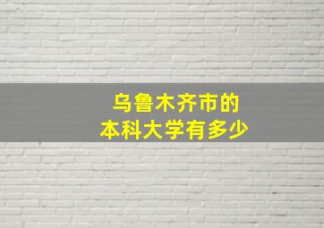 乌鲁木齐市的本科大学有多少