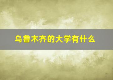 乌鲁木齐的大学有什么