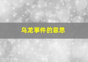 乌龙事件的意思