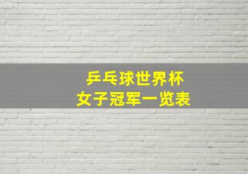 乒乓球世界杯女子冠军一览表