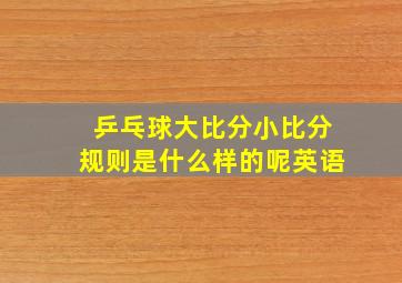 乒乓球大比分小比分规则是什么样的呢英语