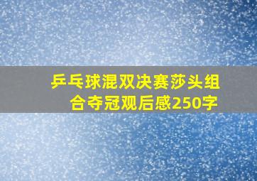 乒乓球混双决赛莎头组合夺冠观后感250字