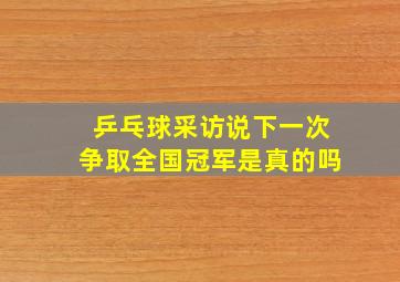 乒乓球采访说下一次争取全国冠军是真的吗