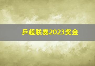 乒超联赛2023奖金