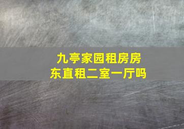 九亭家园租房房东直租二室一厅吗