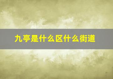 九亭是什么区什么街道