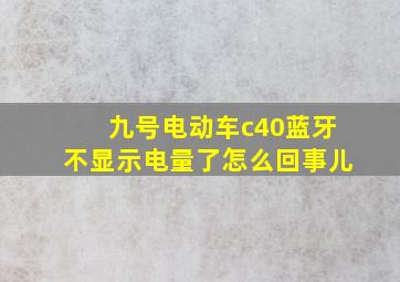 九号电动车c40蓝牙不显示电量了怎么回事儿